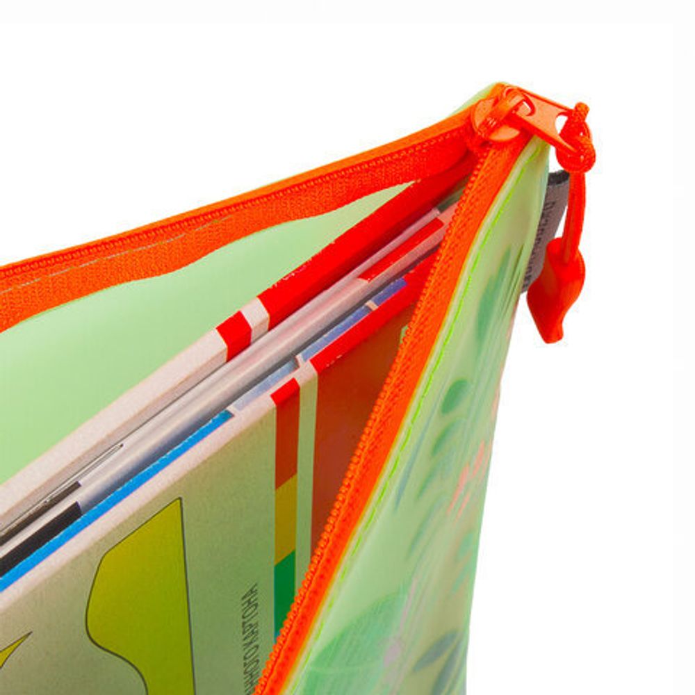 Папка для тетрадей A4 BRAUBERG, мягкий, водонепроницаемая молния, "Sloths", 34х26 см, 229263