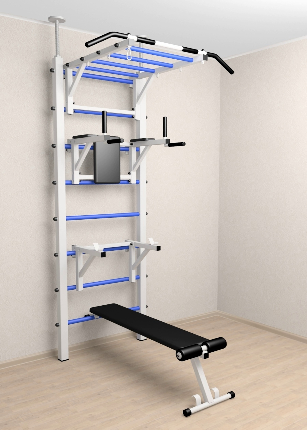 Шведская стенка Sv Sport враспор (Турник рукоход/Брусья/Стойка/Скамья)