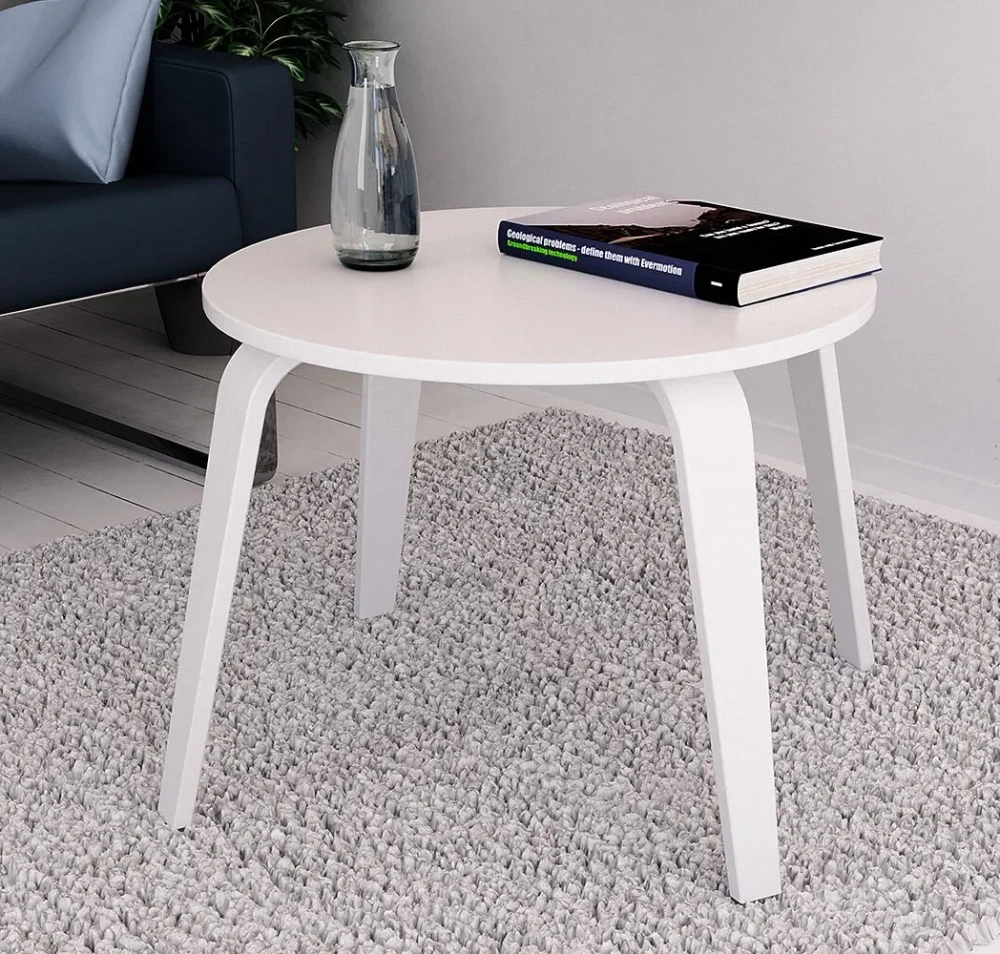 Стол журнальный круглый STEFANO, D=60 см, белый