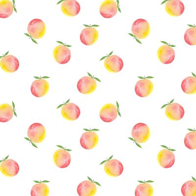 Акварельные персики на белом фоне