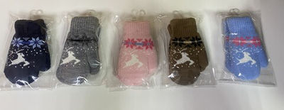 Варежки зимние трикотажные детские размер 14 (4-6 лет),100% акрил, цвета в ассортименте