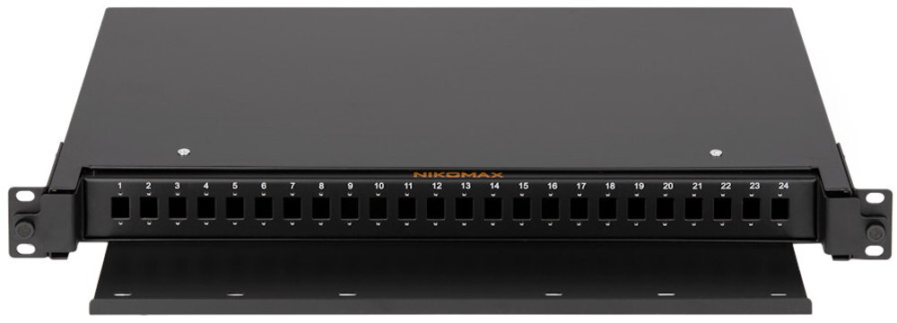 Кросс оптический стоечный 19" выдвижной 1U NikoMax NMF-RP24SC-TS-P1-1U-BK