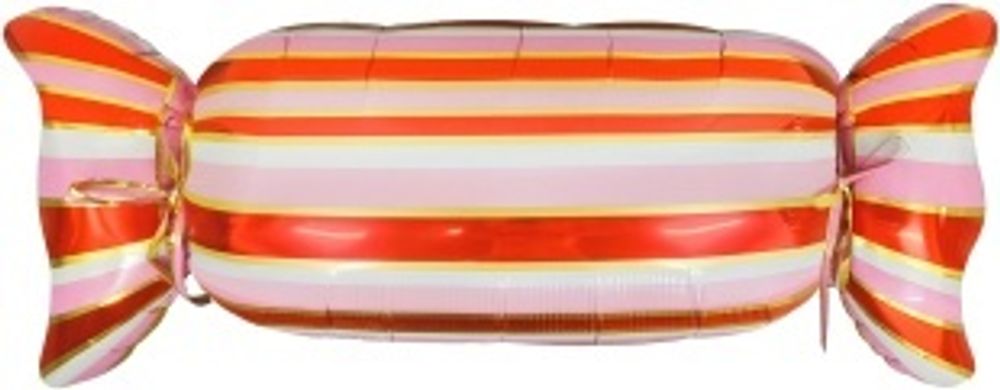 К Шар (41''/104 см) Фигура, Конфета Полоски, Розовый/Красный (БГ-39)