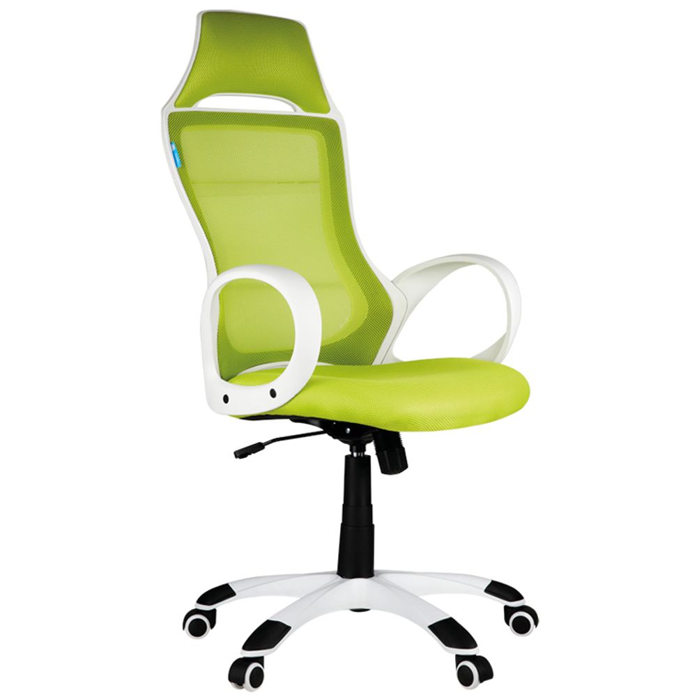 Кресло игровое Helmi HL-S05 "Podium", ткань/сетка салатовая, пластик белый