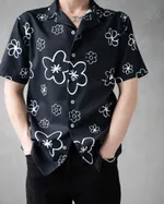 Рубашка Молодость Flower Shirt черная