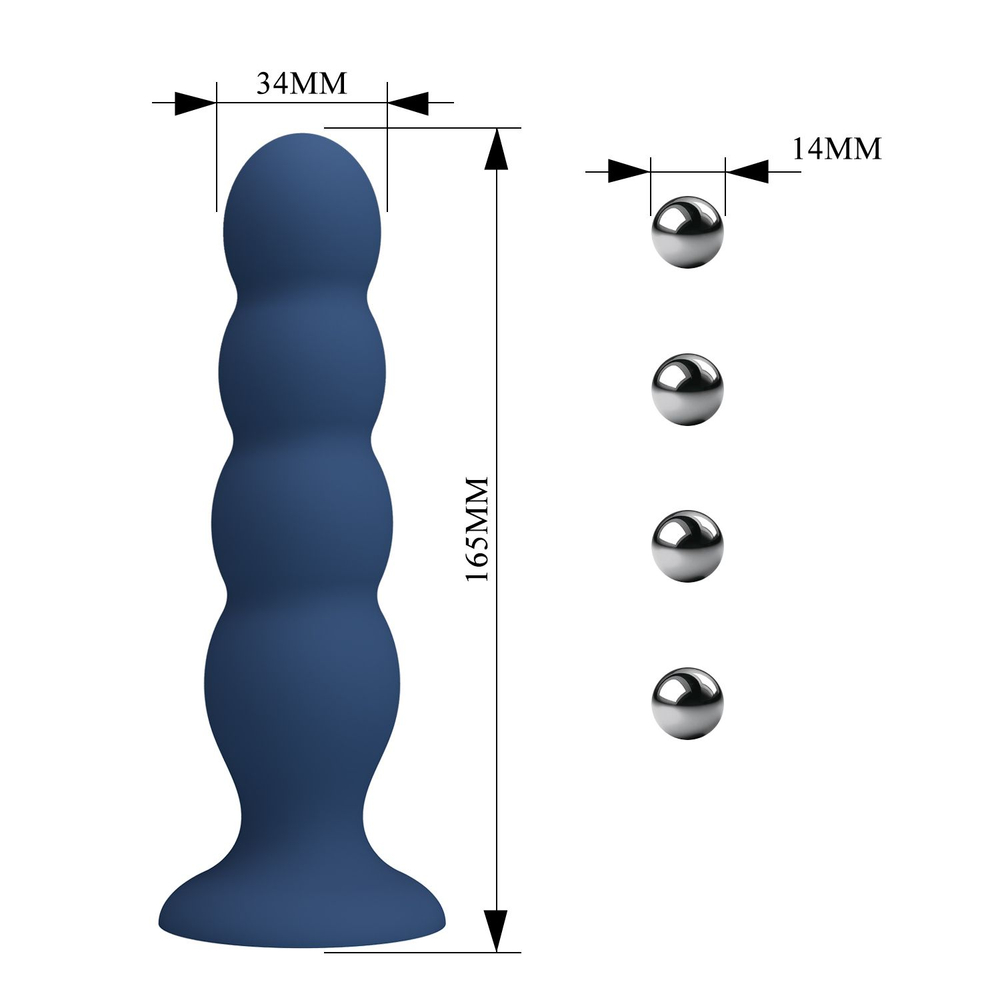 Синий анальный стимулятор со смещенным центром тяжести Silicone Anal Plug XL - 16,5 см. (Цвет: синий)