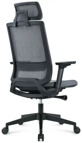 Кресло офисное Рейн черный пластик черная сетка черная ткань