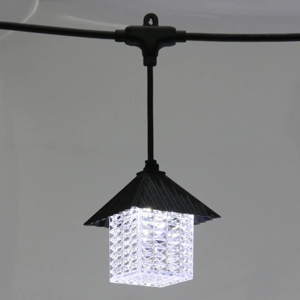 Гирлянда для улицы «Домики» 5 м 10 ламп LED (8,5*10 см) черн..пров, 1 реж.,IP-55 (220 V), Белый