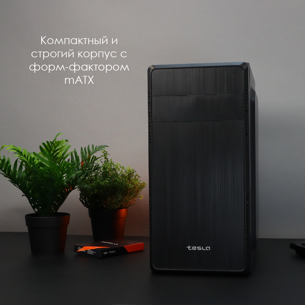 Корпус TESLA 1703BM, БП:450W, mATX, чёрный, 2xUSB2 (TSL-1703-450W-BM)