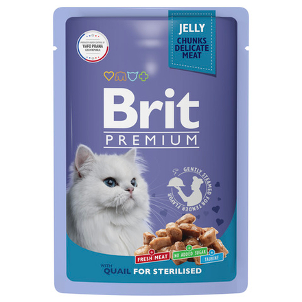 Brit Premium Пауч для взрослых кошек стерилизов.кошек "Перепелка" в желе, 85гр