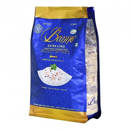 BANNO Basmati Rice Extra Long Traditional Рис басмати Экстра Лонг Традиционный пачка индийский 1кг