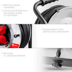 KRAFTOOL K-325, КГ, 3 х 2.5 мм2, 50 м, 4000 Вт, IP44, силовой удлинитель на стальной катушке (55086-50)