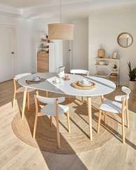 Стол Oakland раздвижной, Ø120-200х120 см, белый