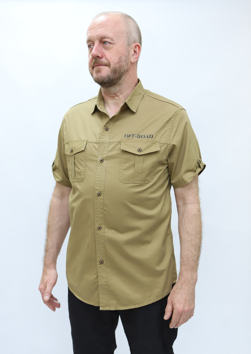 Рубашка милитари с коротким рукавом - Бежевый