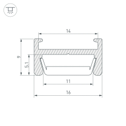 Профиль MIC-H-2000 ANOD (Arlight, Алюминий) 026458