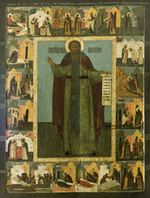 Икона святой Сергий Радонежский с клеймами жития на дереве на левкасе мастерская Иконный Дом