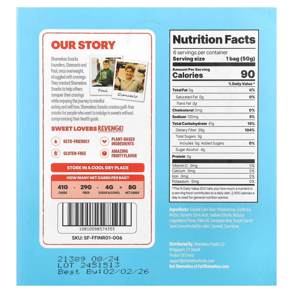 Shameless Snacks, жевательные конфеты Wanderlicious Whales, 6 пакетиков по 50 г (1,8 унции)