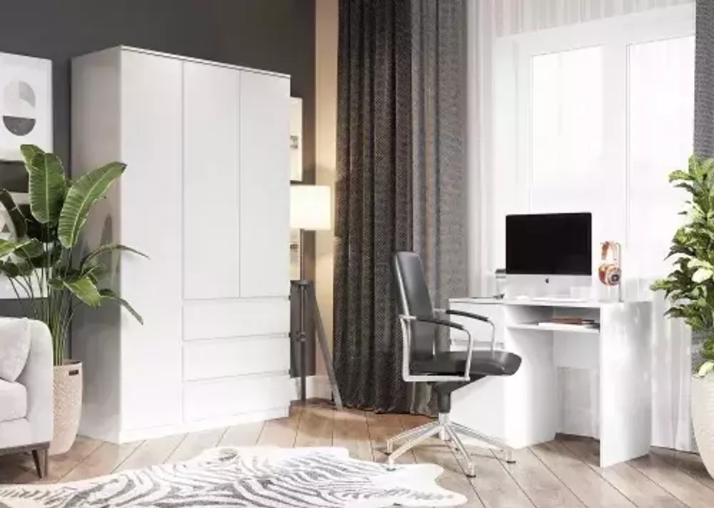 Шкаф 3-ств. с 3 ящиками "Бьянко