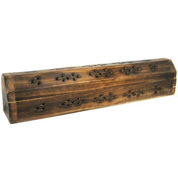 Подставка под благовония Пенал резной, дерево, антик 30 см 528991
