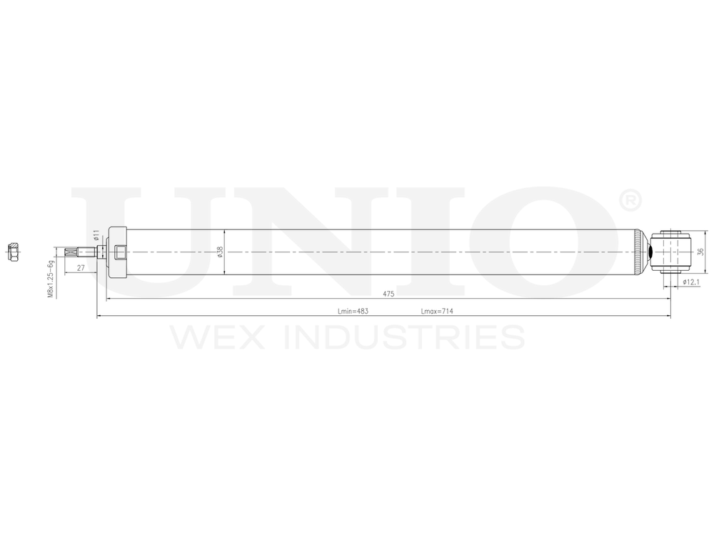 Амортизатор газовый задней подвески UNIO SAB-10776