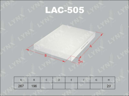 Фильтр салонный LYNX LAC-505