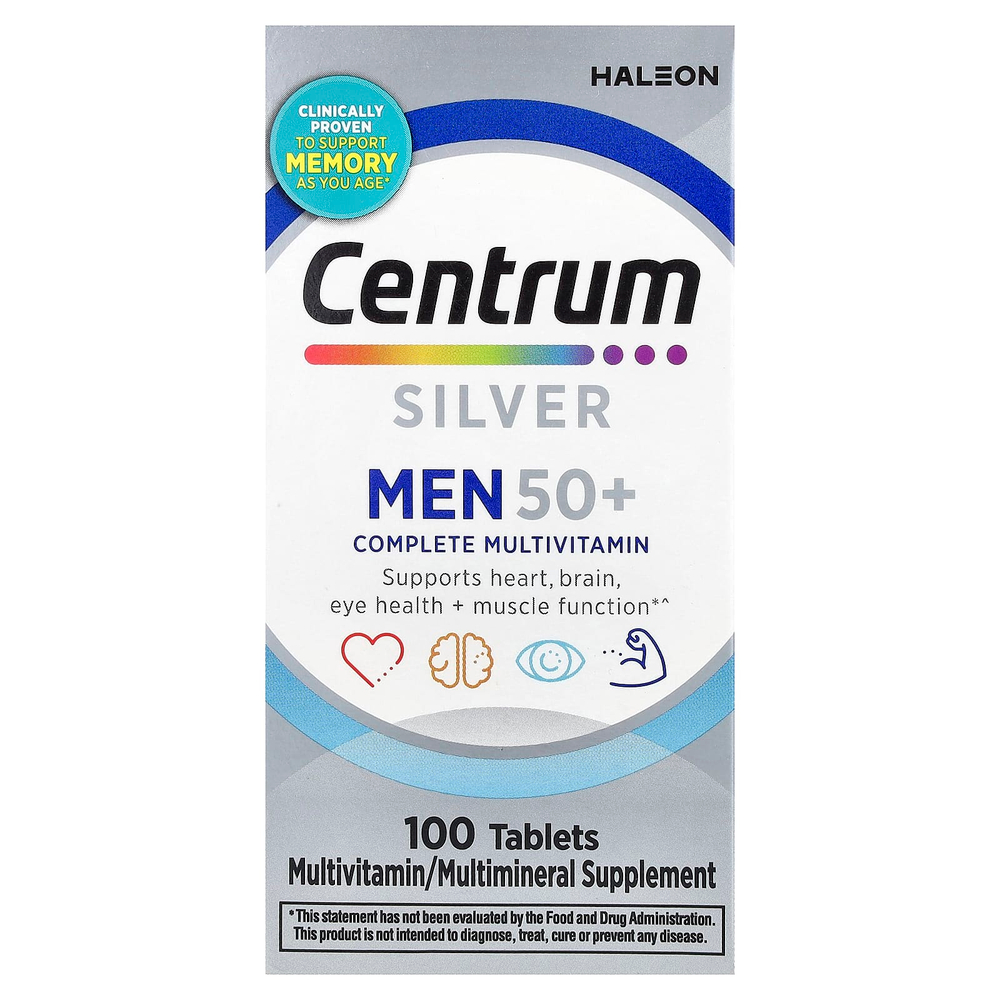 Centrum, Silver Men старше 50 лет, комплекс мультивитаминов, 100 таблеток