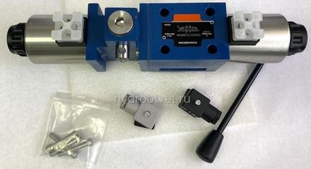 4WEMM10P3X/CG24N9Z4 - Гидрораспределитель золотниковый Ду10 с электрическим и ручным управлением от рычага, схема P (154), электроуправление G24, возврат - пружинный