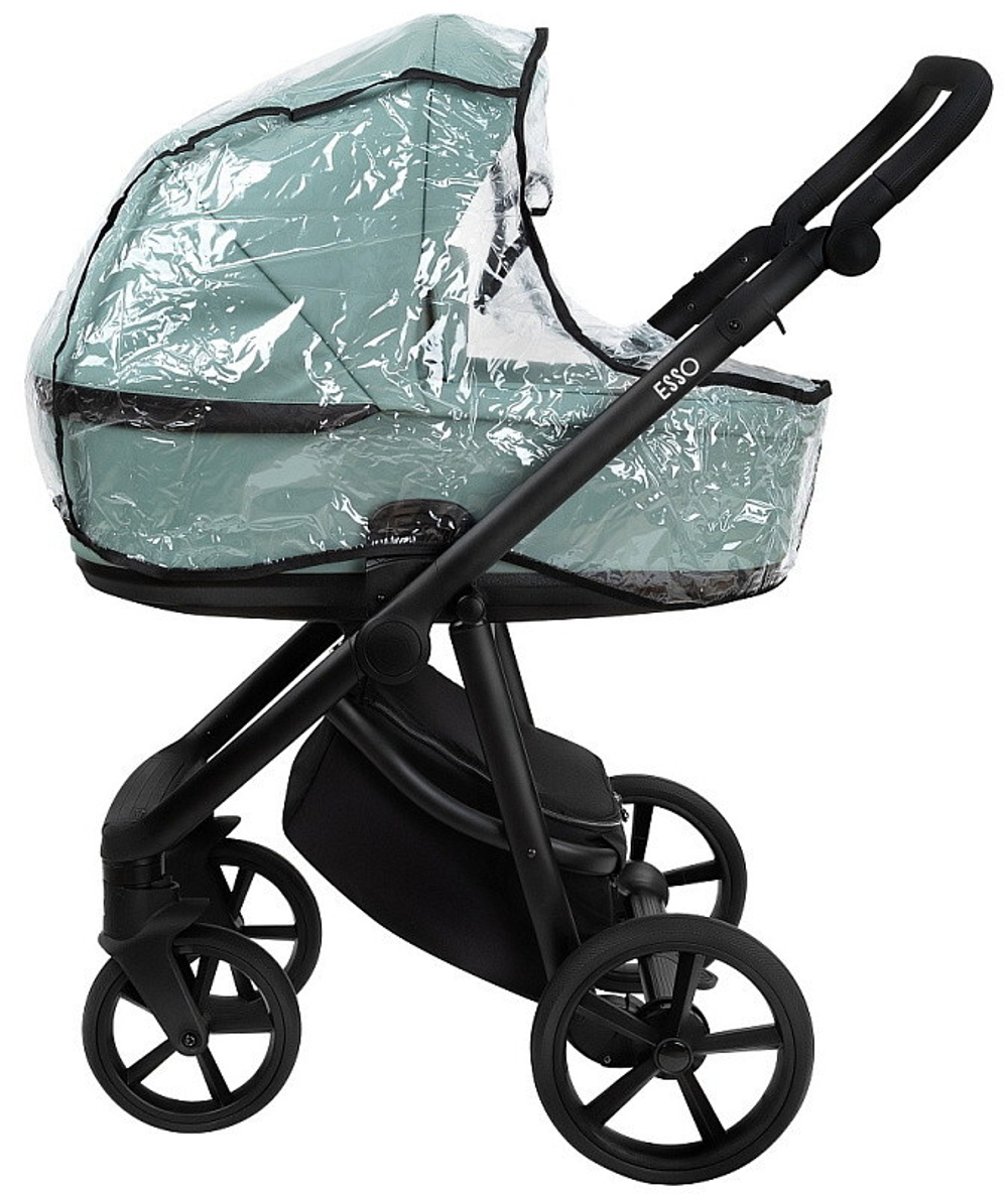 Детская коляска Roan Esso 2025 Кожа 2 в 1 ESSK/214/1 Misti Mint/Grey/руч.Черный