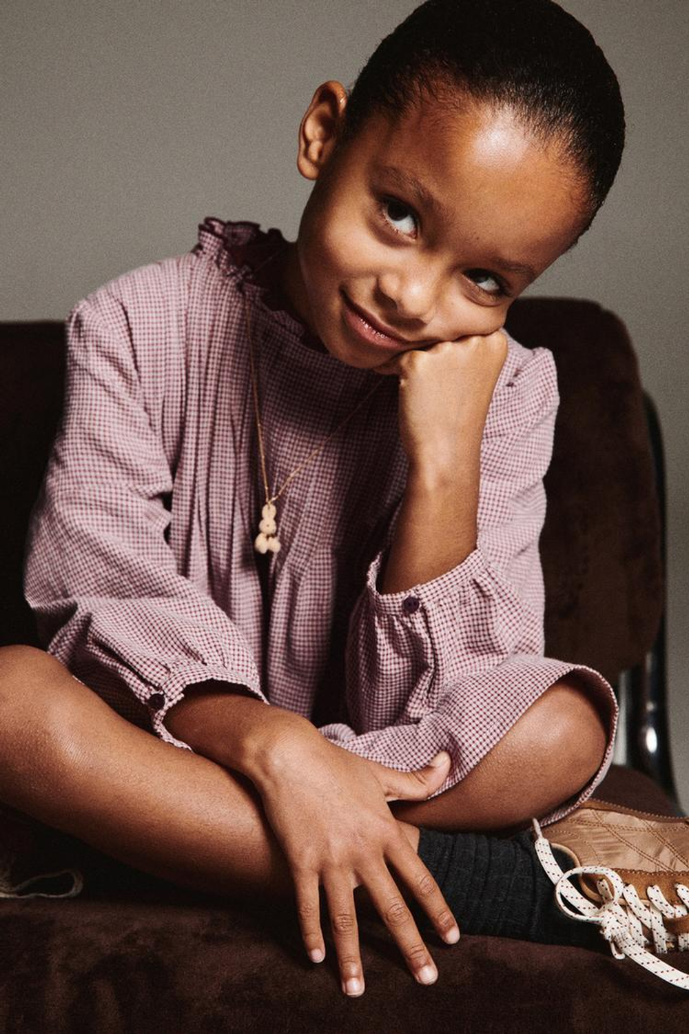 ZARA ПЛАТЬЕ В КЛЕТКУ ВИШИ, ТЕМНО-РОЗОВЫЙ