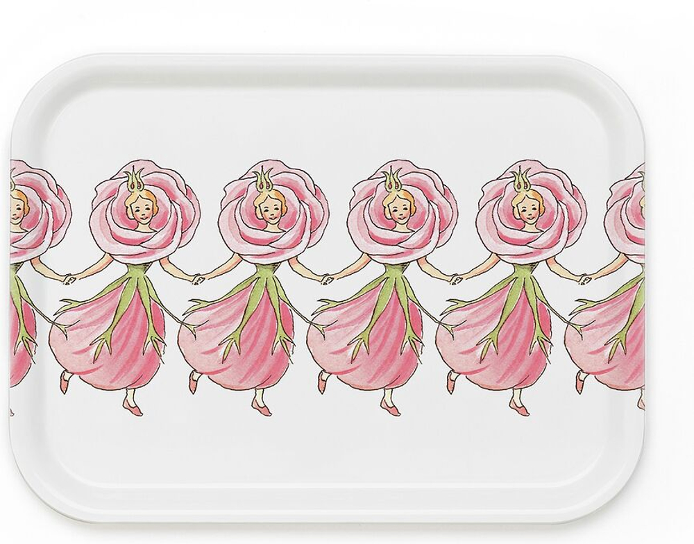 Поднос сервировочный Design House Stockholm Elsa Beskow, прямоугольный, дерево, 20 20 см, розовый