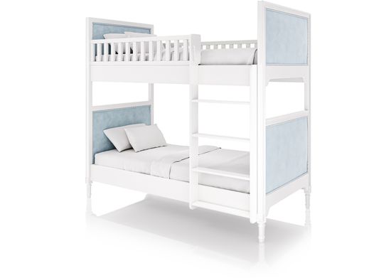 Кровать двухъярусная Elit (белый, голубая ткань)
