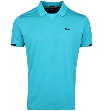 Мужское теннисное поло BOSS Stretch-Mesh - светлый/пастельно-синий