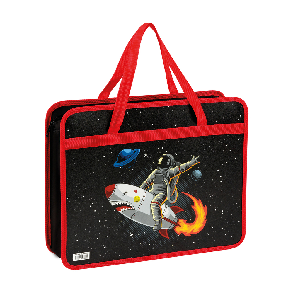 Папка с ручками А4 "Space adventure", пластик, на молнии, 80мм, ArtSpace