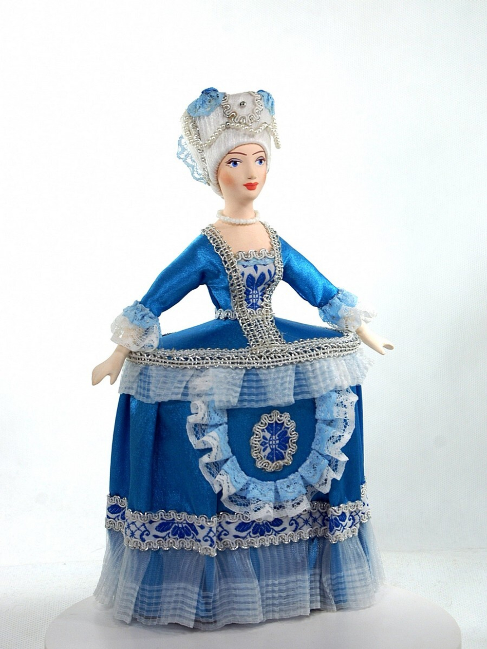 Кукла коллекционная Потешного промысла Шкатулка-футляр в костюме придворной дамы 18в. Европа