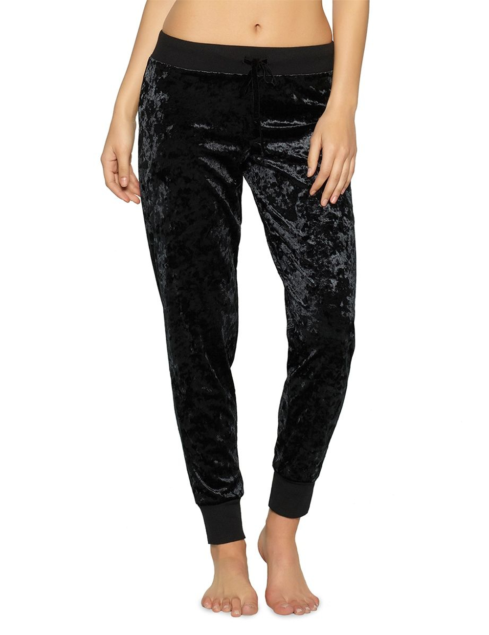 Брюки из бархата с манжетами (Размер: M) (Цвет: черный)