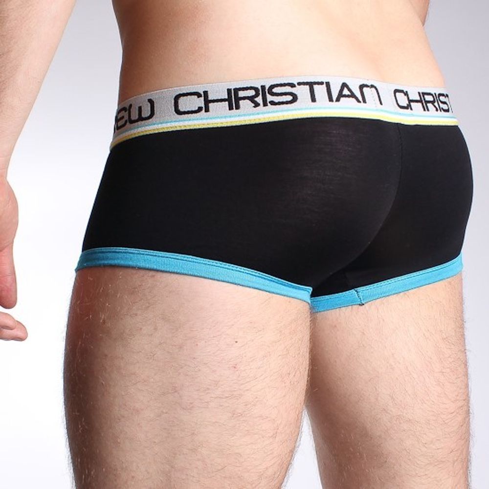 Мужские трусы боксеры черные Andrew Christian Tighty Whitie Boxer Black  17762