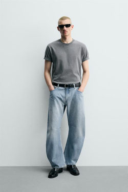 ZARA ДЖИНСЫ RELAXED BARREL FIT, ГОЛУБОЙ