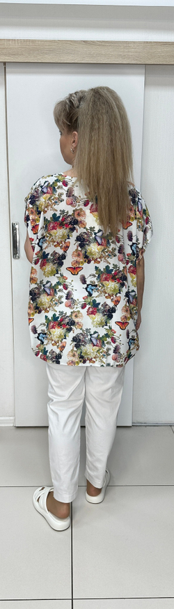 Летний цветной блузон-туника на большие размеры