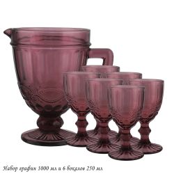 Lenardi 588-433 Набор графин и 6 бокалов 250 мл в под.уп.(х4) Розовый