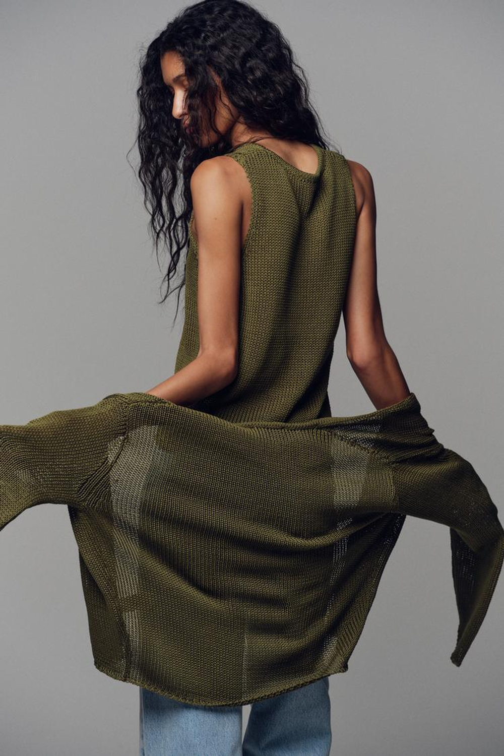 ZARA КАРДИГАН ИЗ 100% ХЛОПКА, ХАКИ