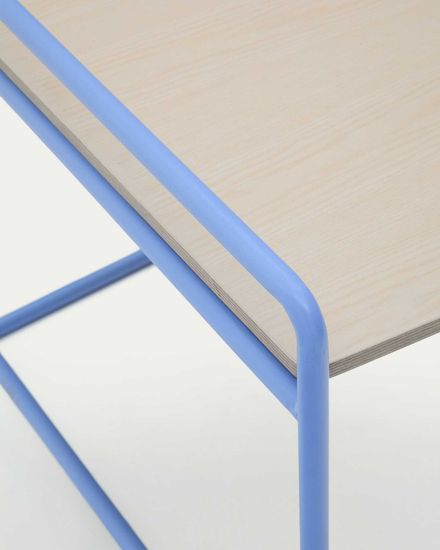 Tinn Письменный стол из ясеневого шпона с синей металлической конструкцией, 75 x 45,5