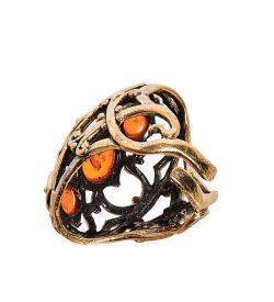 AM-2438 Кольцо «Екатерина» (латунь, янтарь)