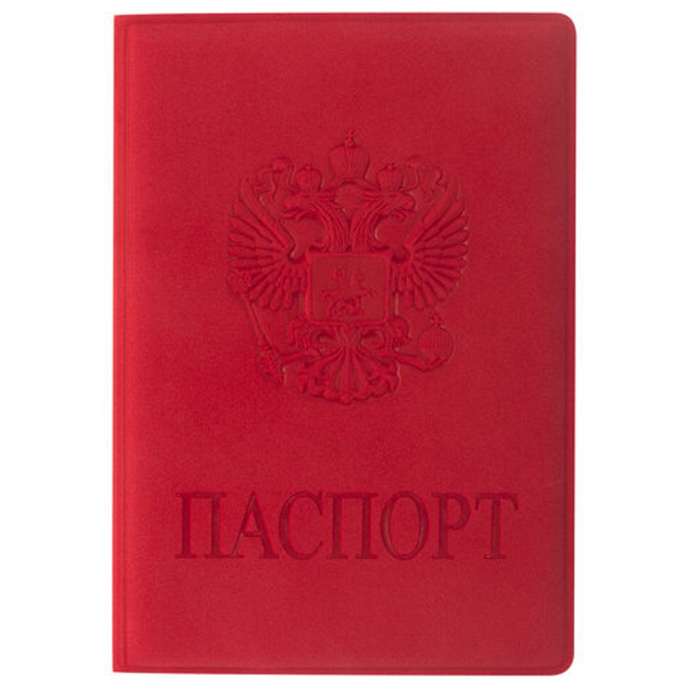 Обложка для паспорта STAFF, мягкий полиуретан, "ГЕРБ", красная, 237612