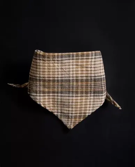 ZARA HOME КЛЕТЧАТАЯ ХЛОПКОВАЯ БАНДАНА ДЛЯ ДОМАШНИХ ЖИВОТНЫХ, ЗЕЛЕНЫЙ