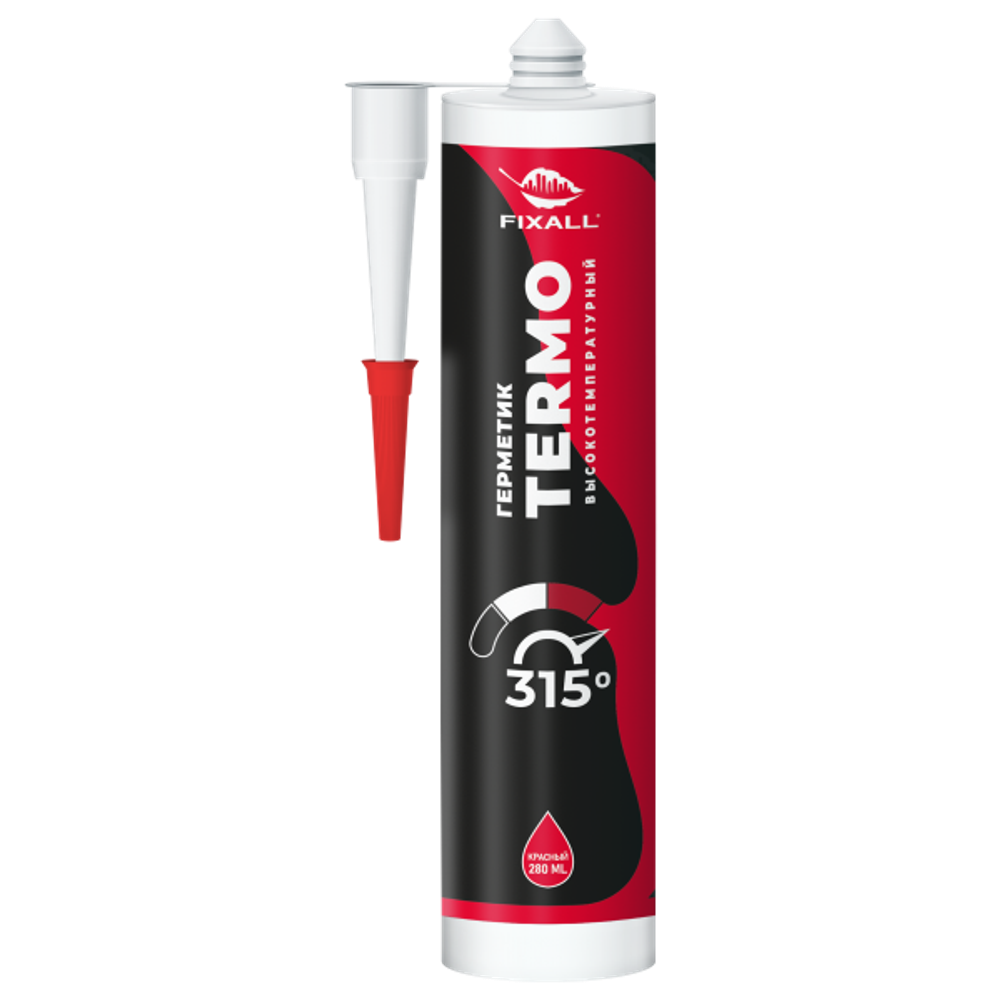 Герметик силиконовый FIXALL высокотемпературный (+300°C) красный 300мл.