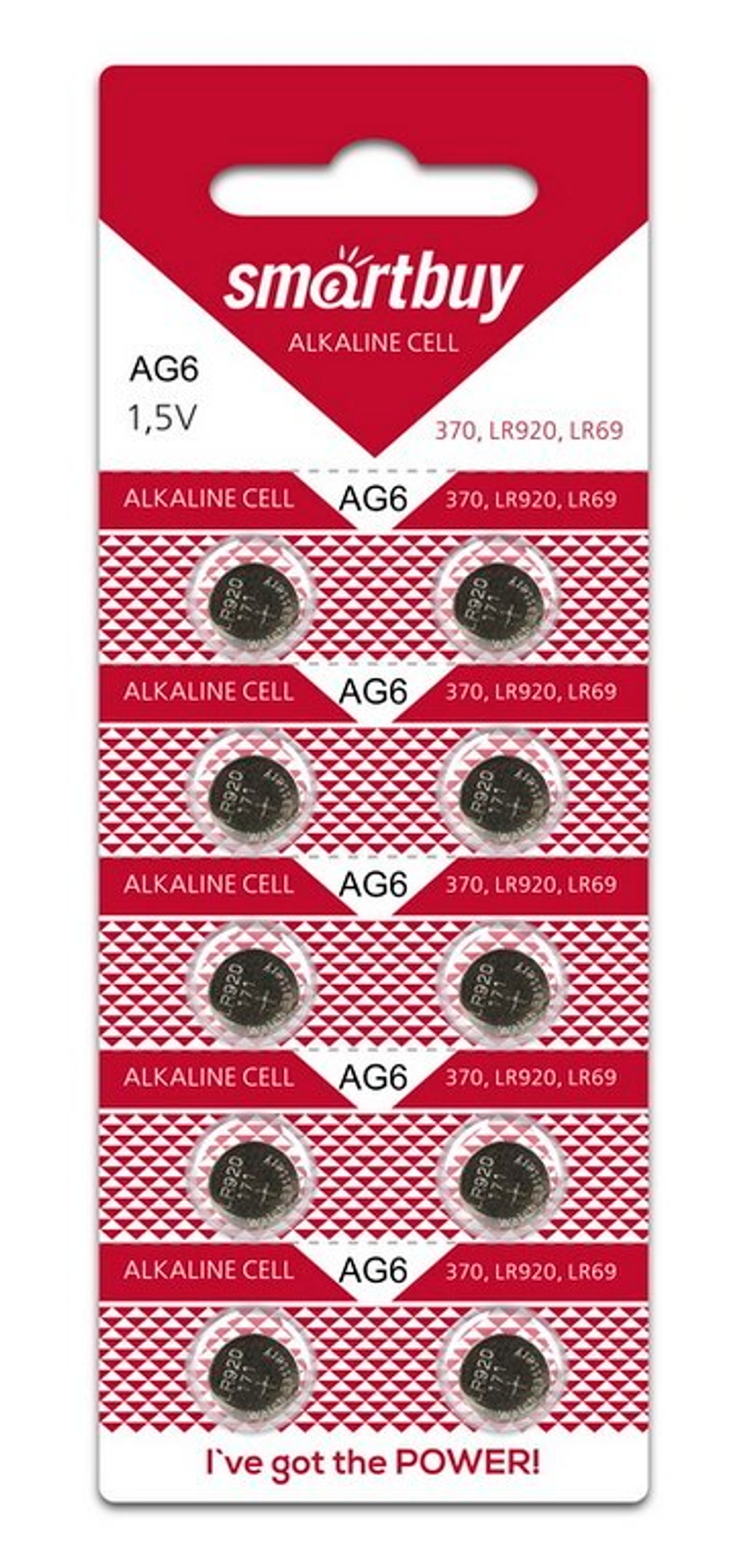 Батарейка Smartbuy AG6,370,LR921,LR69-10B (SBBB-AG6-10B)