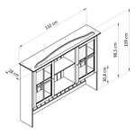 Шкаф витрина, 132х39х192, Лена, буфет для кухни, трехдверный из массива дерева, белый, Dipriz