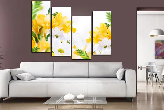 Модульная картина "Белые ромашки"