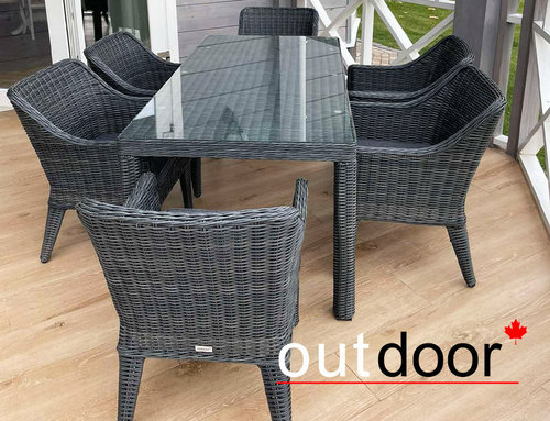 Комплект мебели из ротанга OUTDOOR Марокко (стол, 6 стульев), узкое плетение, графит