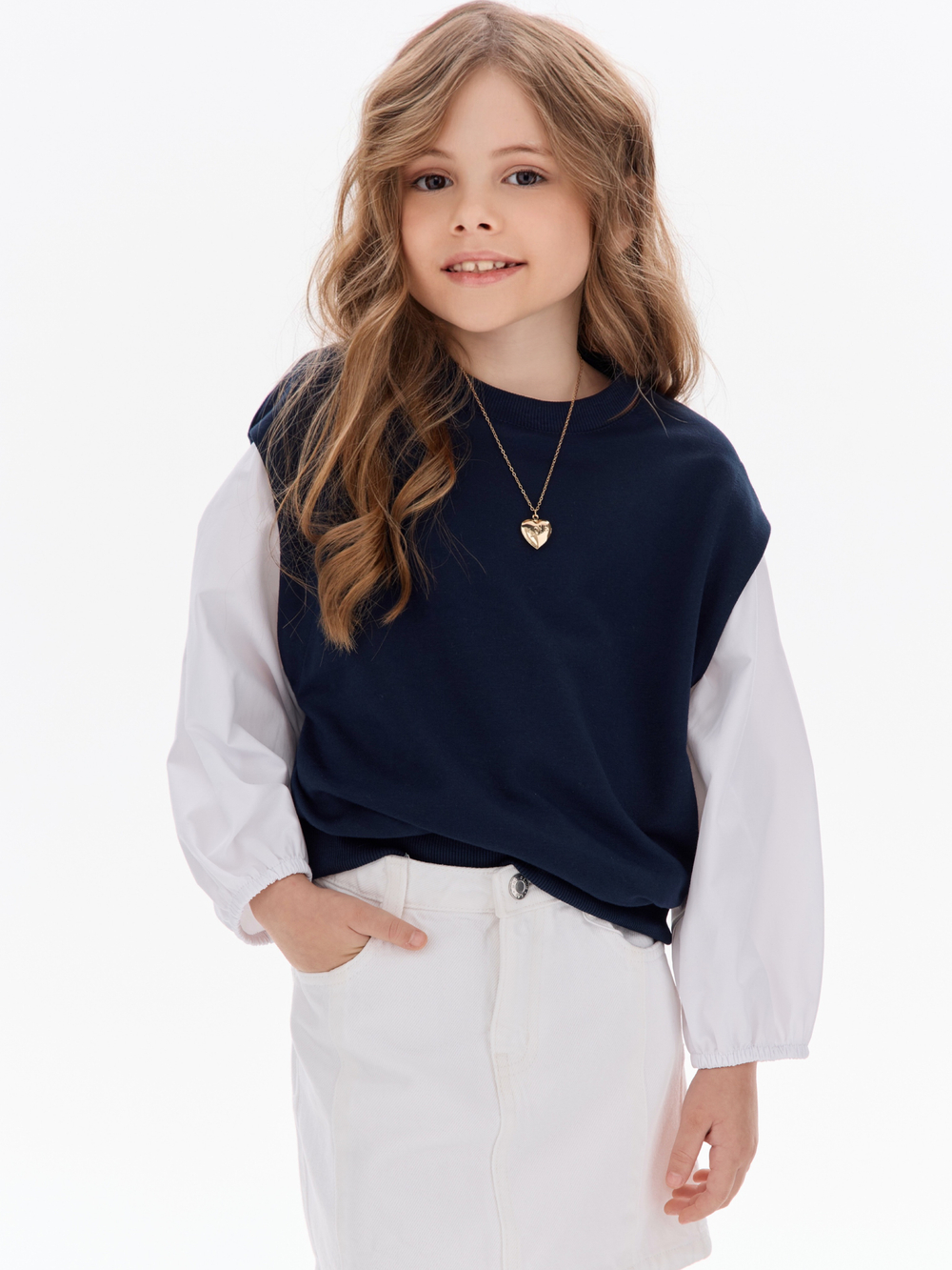 Свитшот-рубашка с эффектом двойки